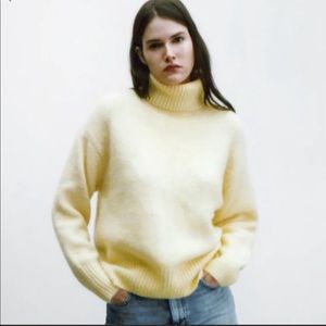 SOLD Zara high collar yellow knit sweater